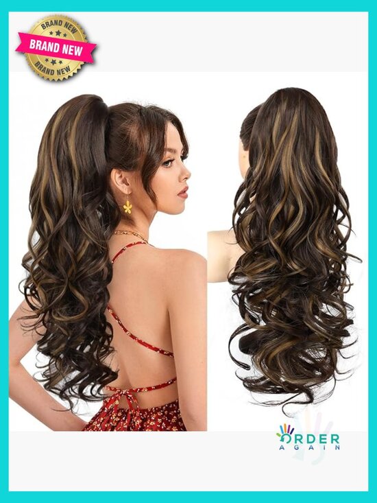 24 Inch Curly Wavy Claw Clip Ponytail Extension Lightweight Natural Volume main image 4